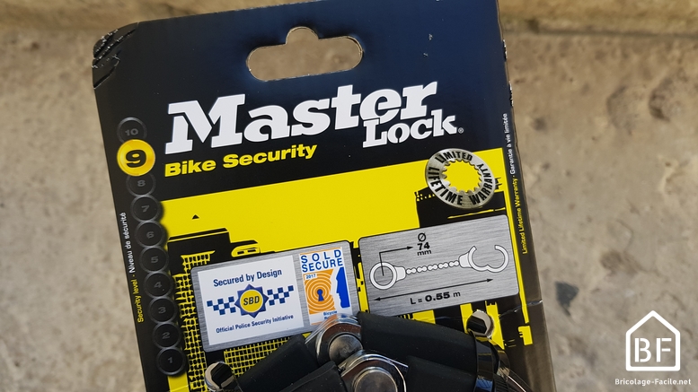 Pack de 4 menottes antivol câble Master Lock